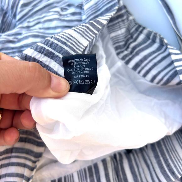 Jenni Kayne Summer Dress Midi Ink Striped Blue White Cotton Small Strappy - Picture 6 of 8